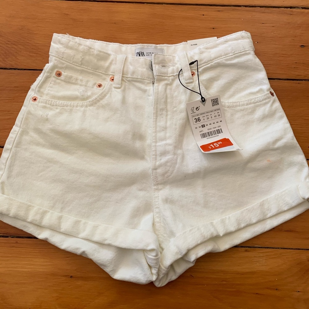 Brand New Zara White Denim Shorts